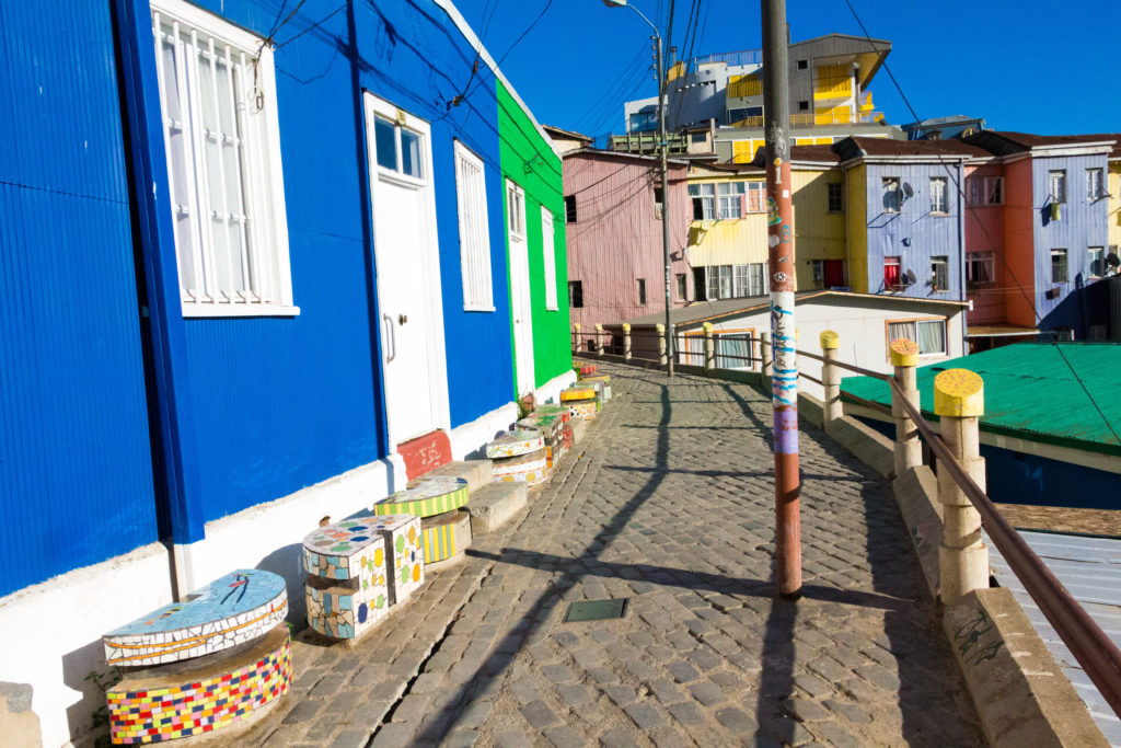 Maisons colorées du cerro Bellavista à Valparaiso